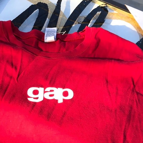 Gap Red Long Sleeves logo Tee XXL Round Neckline - Picture 9 of 12